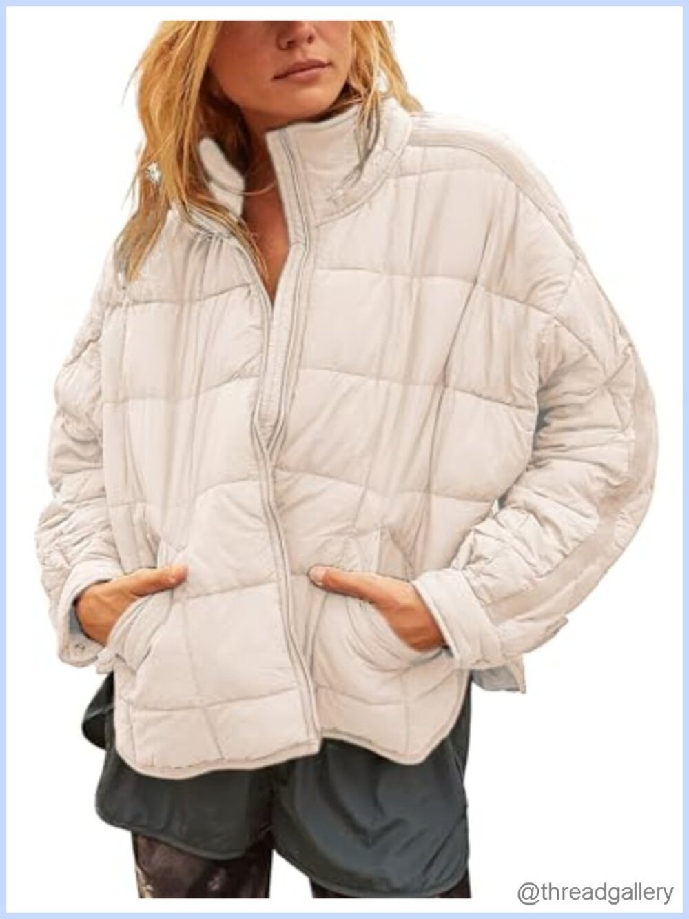 Women's Quilted Lightweight Puffer Jacket Zip Up Padded Coat